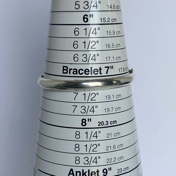 Sterling Silver 925 Polished Round Hinged Stacking Bangle Bracelet 7.25" - Picture 9 of 16